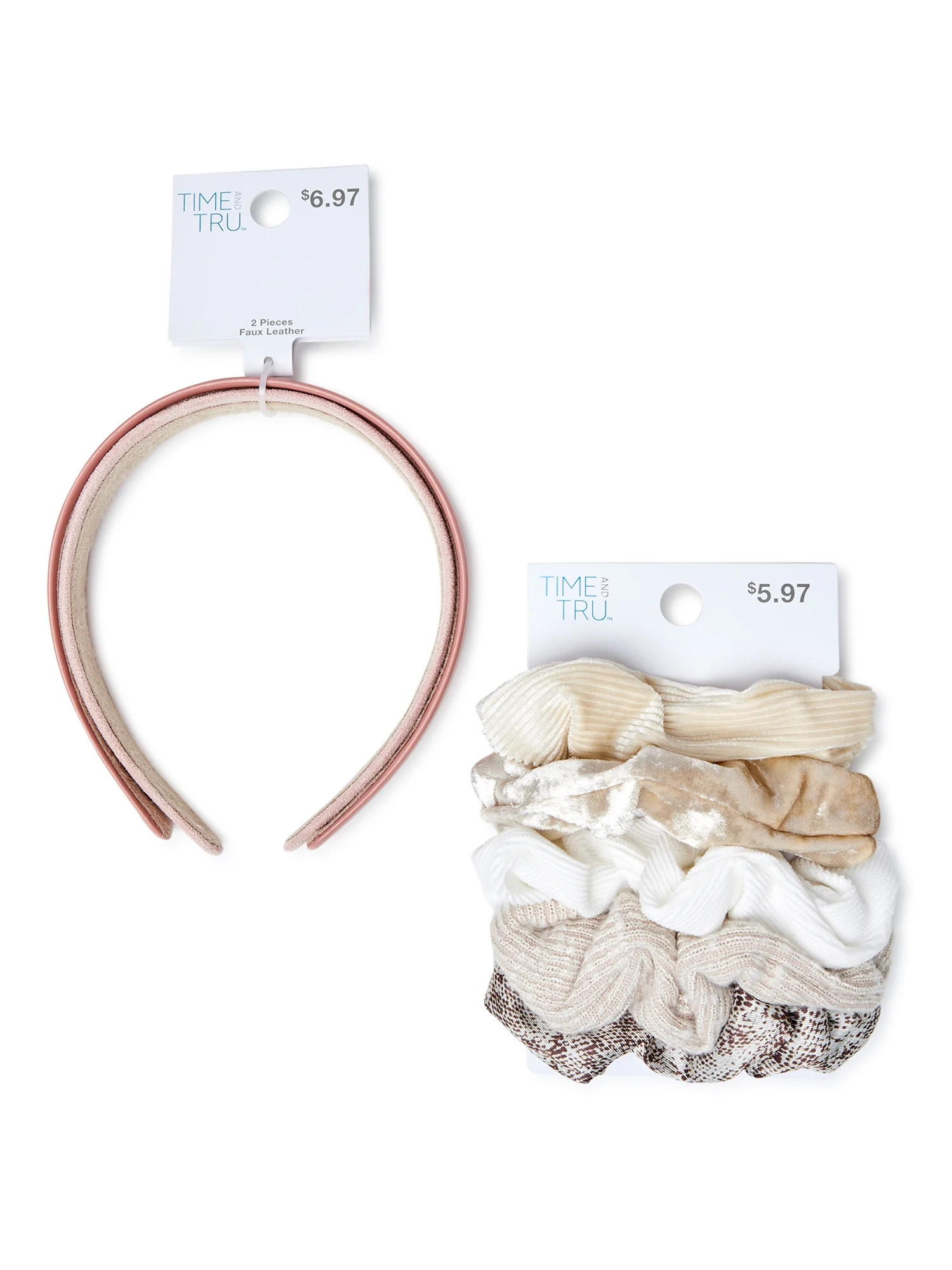 Time and Tru Adult Women's Ivory Hair Scrunchie and Headband Set, 7-Piece - Walmart.com | Walmart (US)