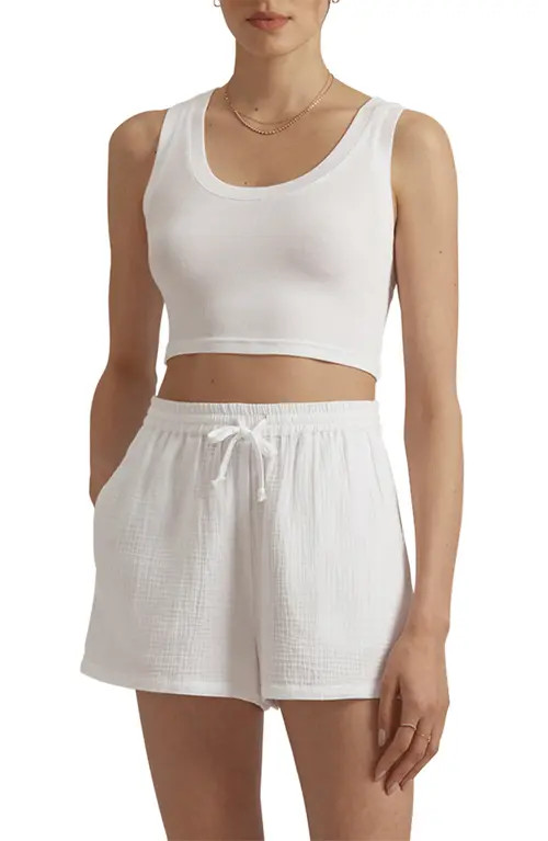 Favorite Daughter The Cutting It Loose Rib Crop Top in White at Nordstrom, Size Medium | Nordstrom