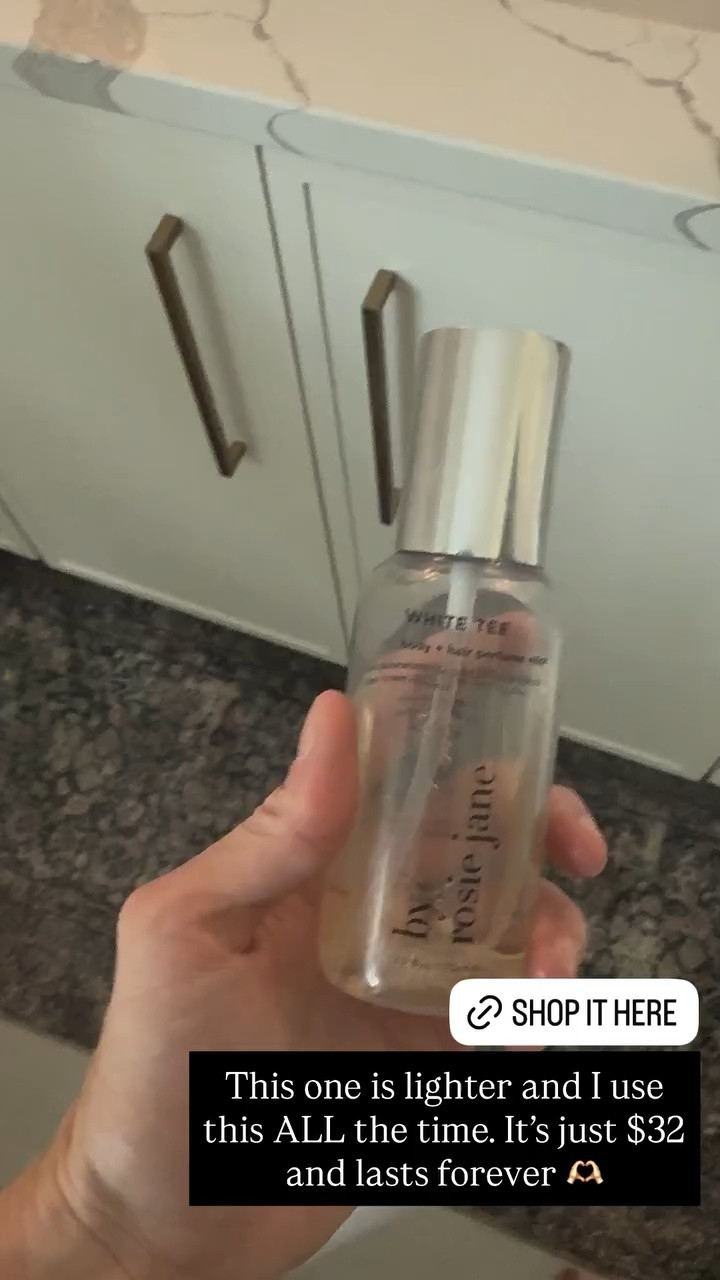 This perfume (or body and hair mist) is lighter and I use this ALL the time. It’s just $32 and lasts forever 🫶🏻 It’s White Tee by Rosie Jane 🤍

#LTKselfcare #LTKmomlife #LTKgrwm