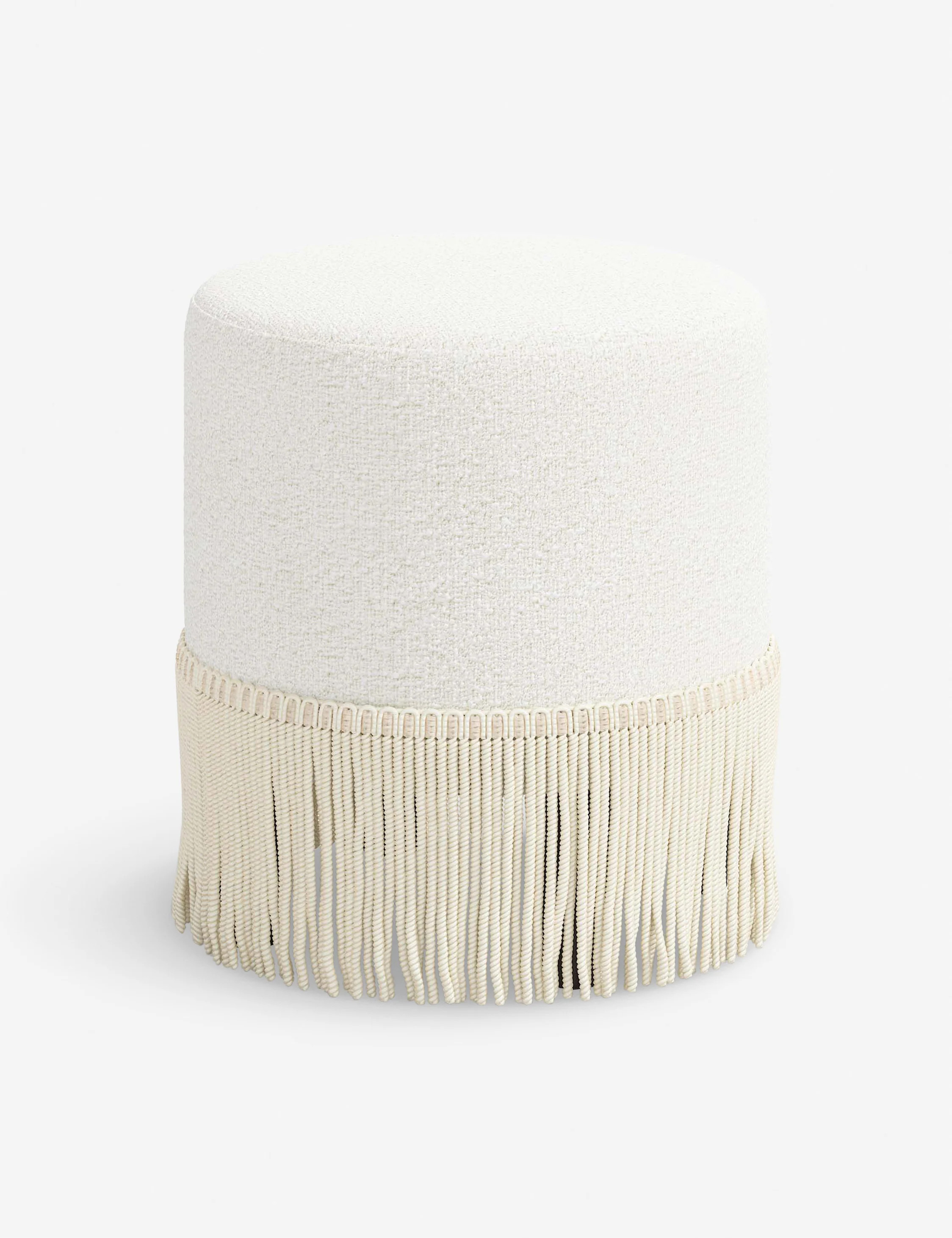 Alair Round Ottoman, White Boucle | Lulu and Georgia 