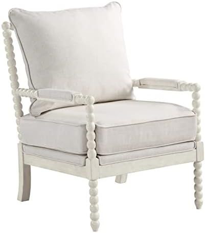 OSP Home Furnishings Kaylee Spindle Accent Chair, 26.5” W x 32.25” D x 37” H, Antique White... | Amazon (US)