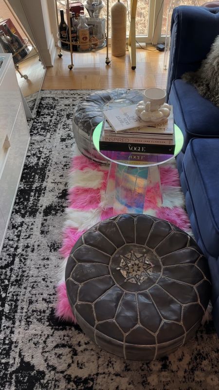 COLORFUL HOME DECOR: CHECKERED RUG

I love this under $30 neon pink and white checkered shag rug. It comes in a few colors including some neutrals.

Velvet couch, silver ottoman, acrylic end table, holographic table, funky coffee mug, bubble mug, coffee table books

#LTKVideo #LTKfindsunder50 #LTKhome