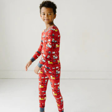 Trains Two-Piece Bamboo Viscose Pajama Set | Little Sleepies