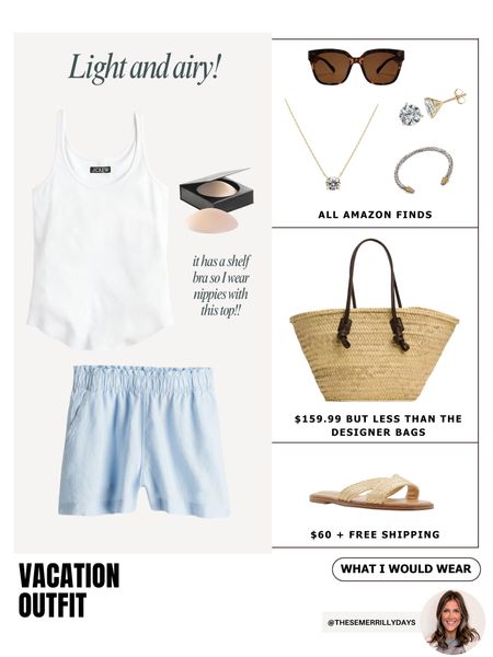 Vacation outfit - linen shorts - straw bag - Amazon 

#LTKstyletip #LTKitbag #LTKfindsunder50