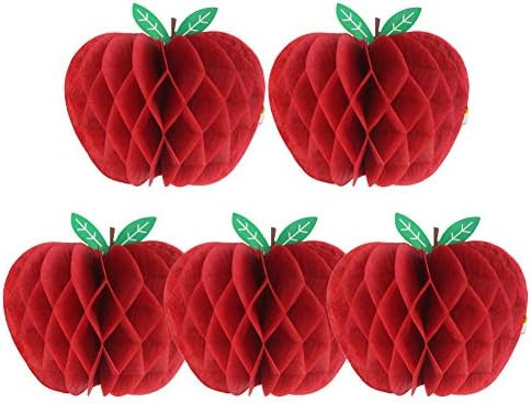 SUNBEAUTY 4" Red Apple Shaped Paper Honeycomb Paper Apple Hanging Decoration School Classroom Bac... | Amazon (US)