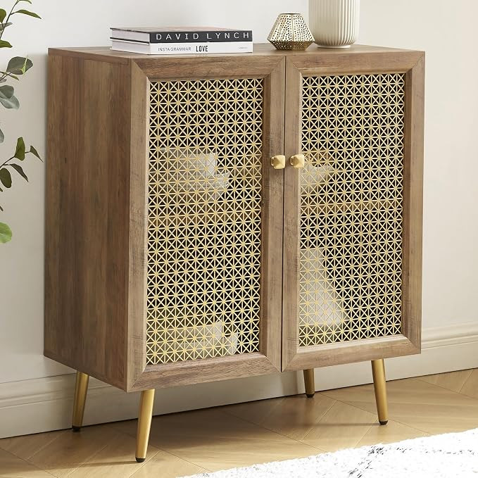 EDYO LIVING 31" Rustic Sideboard Buffet Cabinet with Metal Grid Decorated, Wood Accent Storage Cr... | Amazon (US)