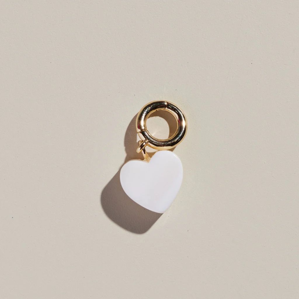 Mother of Pearl Heart Charm | Nickel and Suede