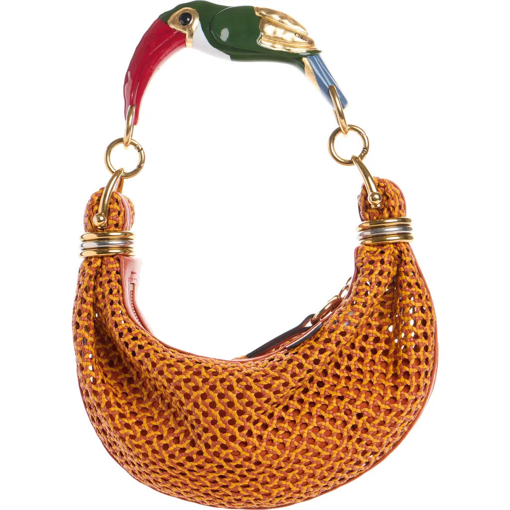 Chloé Bracelet Woven Leather Shoulder Bag in Crimson Orange at Nordstrom | Nordstrom