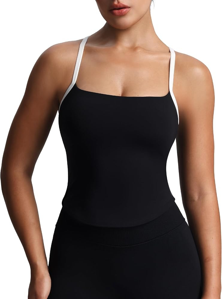 Aoxjox Women's Workout Sleeveless Color Block Lexi Tank Tops Contrasting Strap Cross Back Yoga Cu... | Amazon (US)