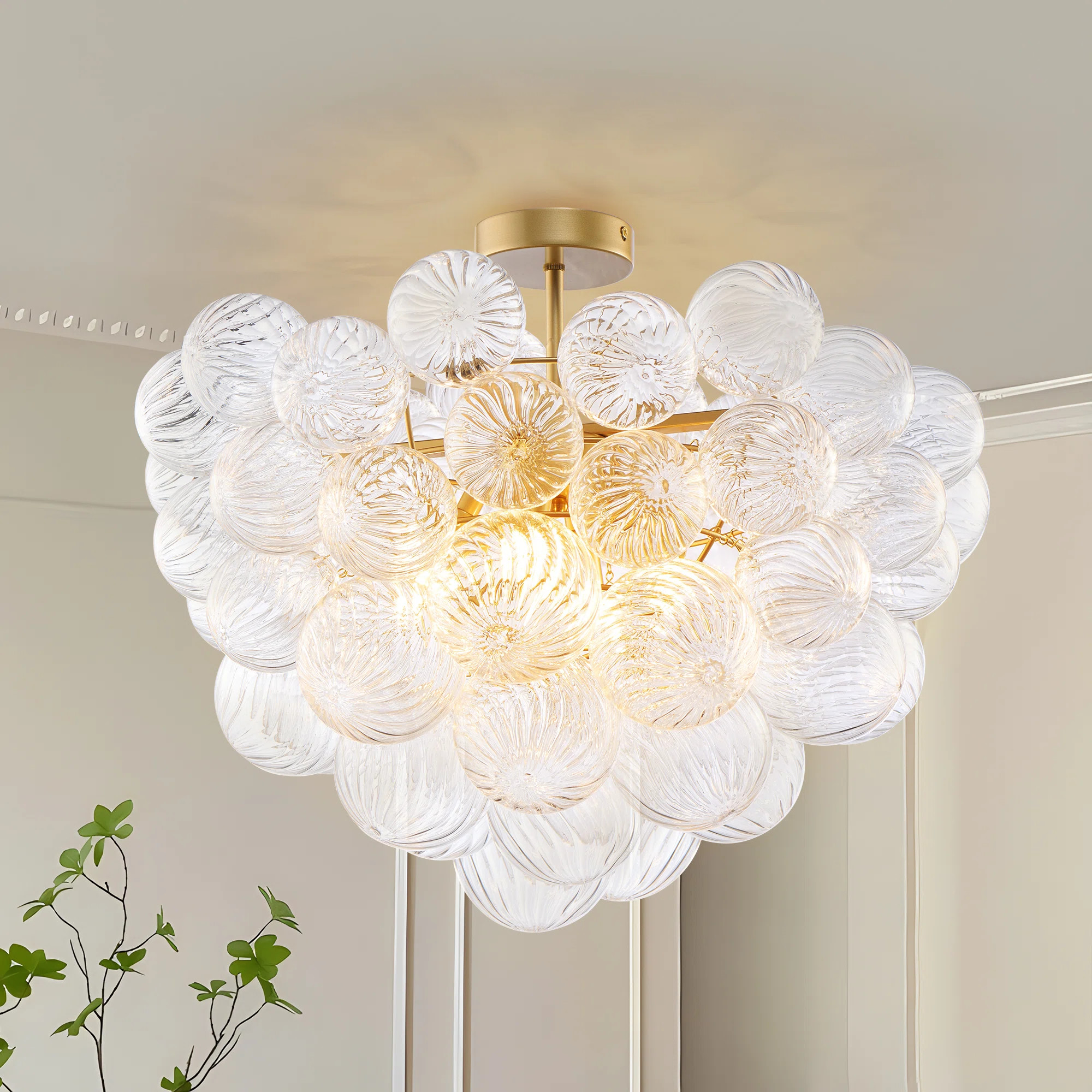 24 Inch Catalyna Bubble Ball Semi-Flush Mount Ceiling Light, Glass Sphere Fixture | Wayfair North America