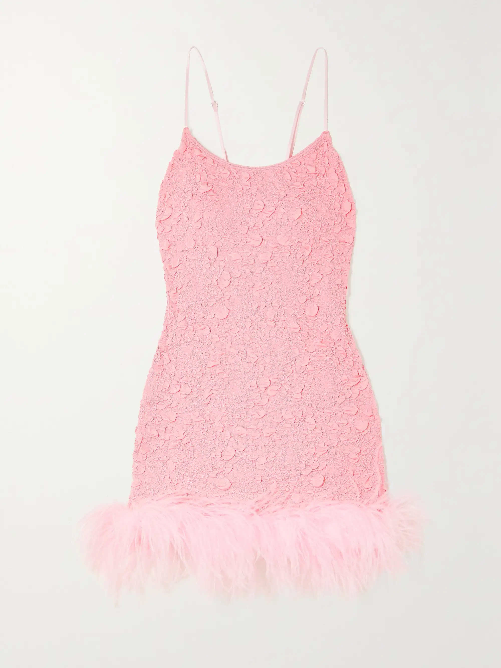 LESLIE AMONLaurie feather-trimmed stretch-jacquard mini dress | NET-A-PORTER (UK & EU)