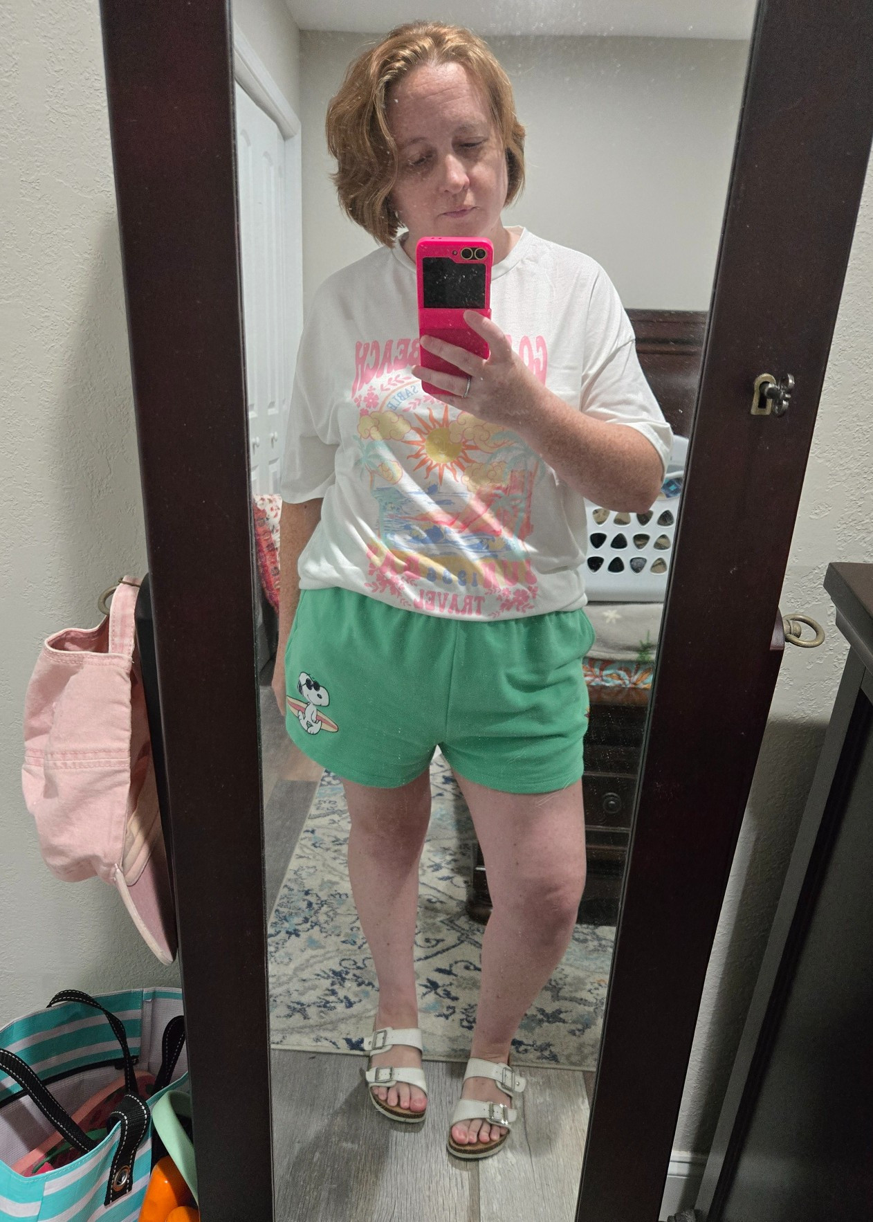 These Snoopy shorts have been my go-to comfy shorts all month long. I sized way up so the legs would be nice and roomy; the drawstring waist keeps them from falling off my hips. 

 #LTKootd #LTKmomlife #LTKPetite