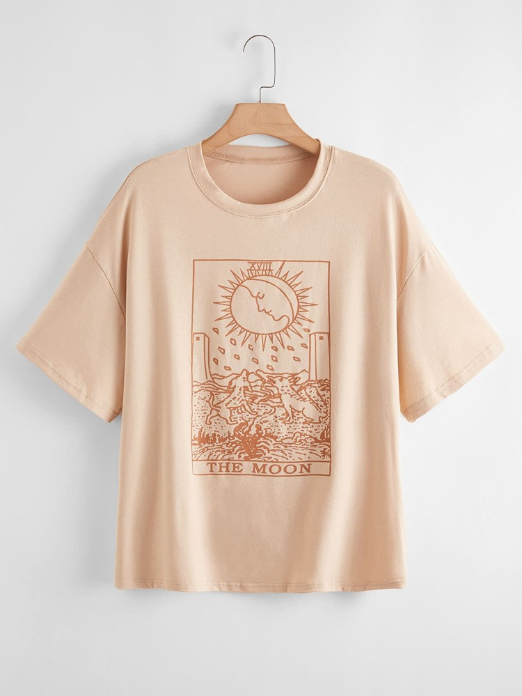 Plus Letter And Animal Print Tee | SHEIN