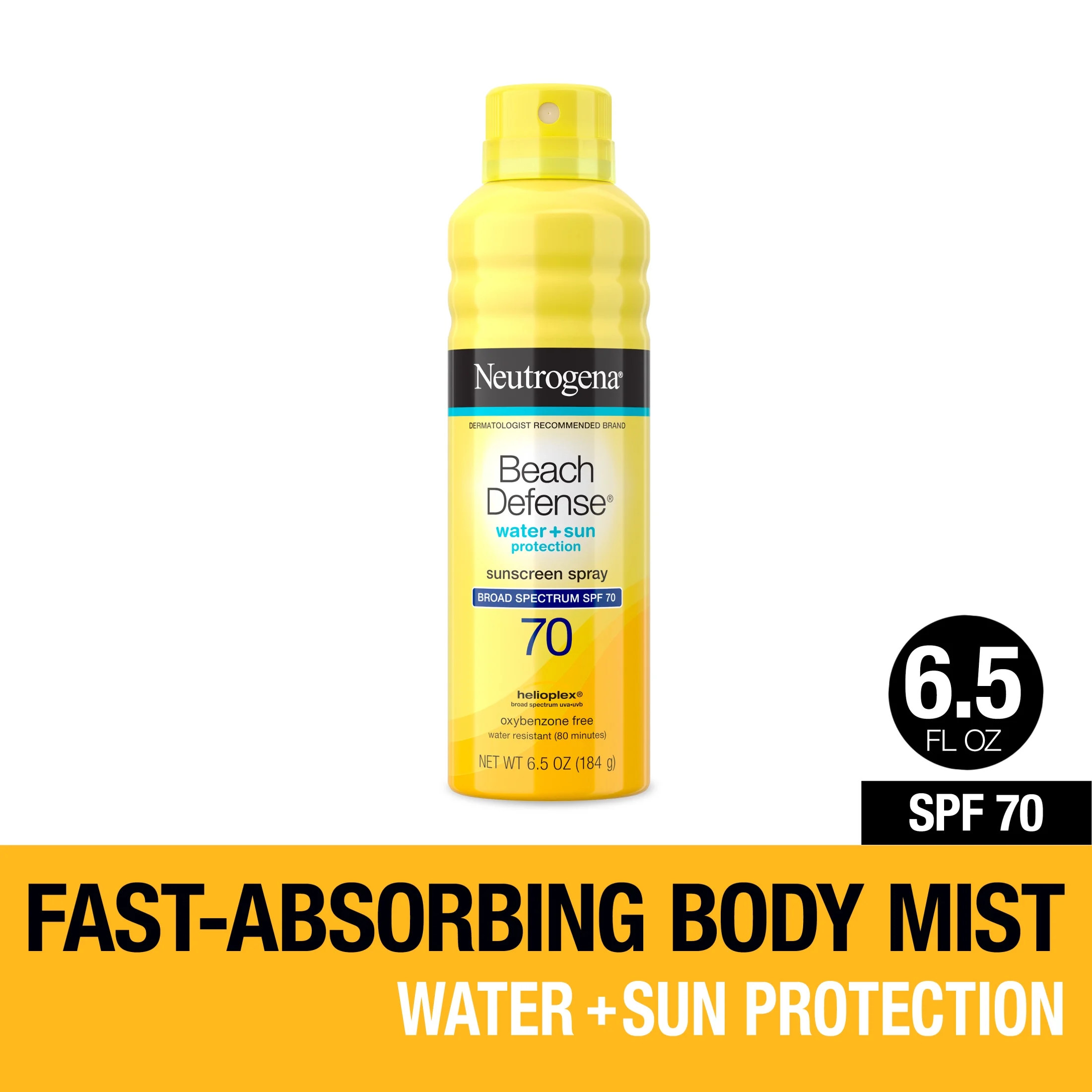 Neutrogena Beach Defense Oil-Free Body Sunscreen Spray, SPF 70 Sunblock, 6.5 oz | Walmart (US)