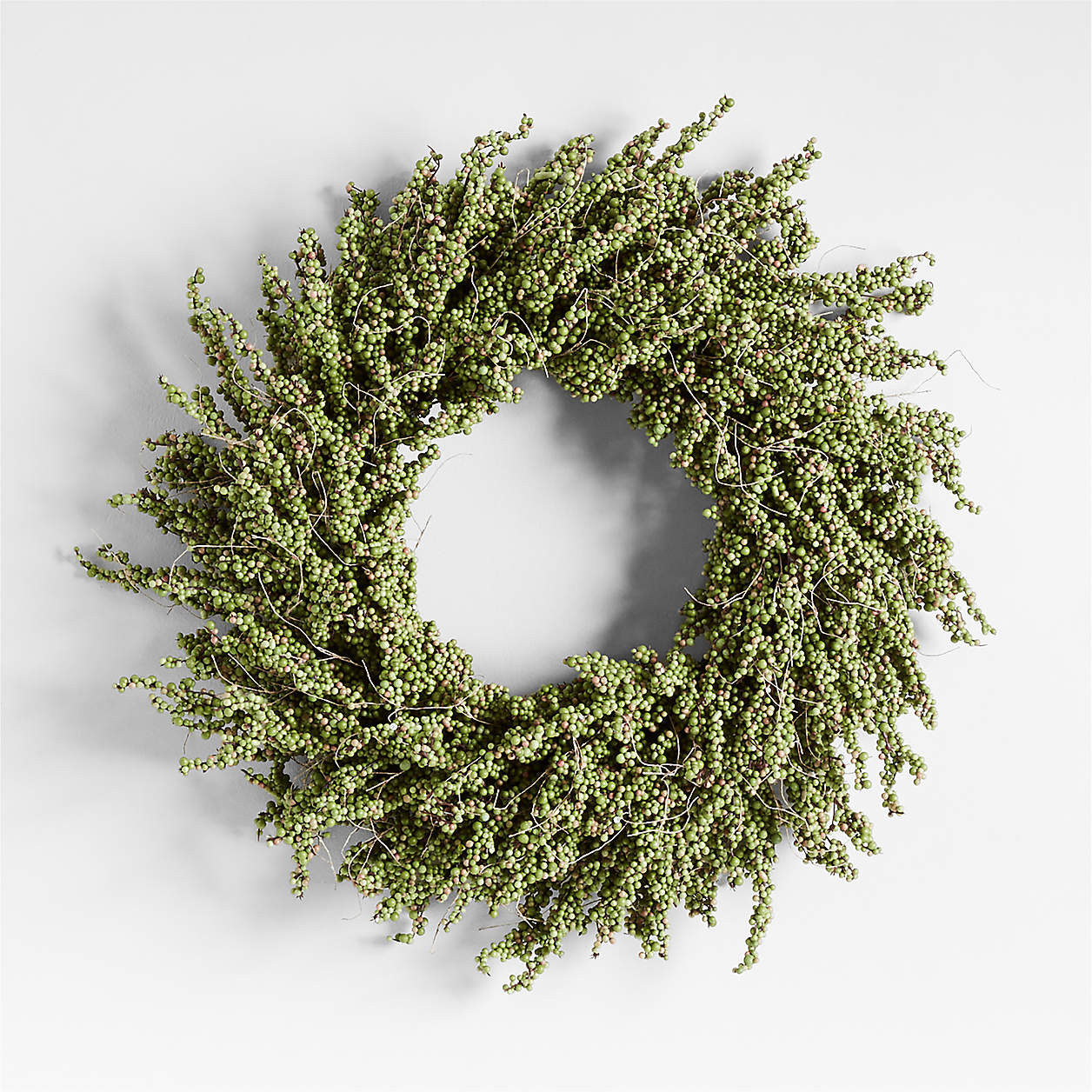 Faux Green Mini Berry Wreath 32" | Crate & Barrel | Crate & Barrel