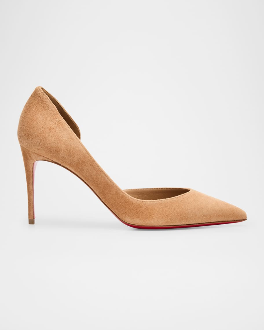 Christian Louboutin 85mm Iriza Suede Half-d'Orsay Pumps | Neiman Marcus