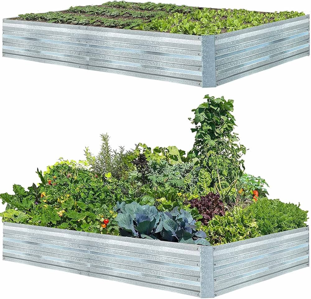 Galvanized Raised Garden Beds for Vegetables Large Metal Planter Box Steel Kit Flower Herb (8 x 4... | Amazon (US)