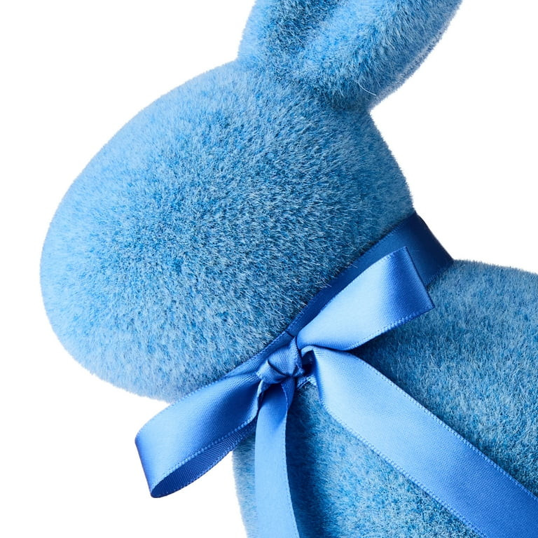 Easter Flocked Blue Bunny Decor, 9 in, by Way To Celebrate - Walmart.com | Walmart (US)