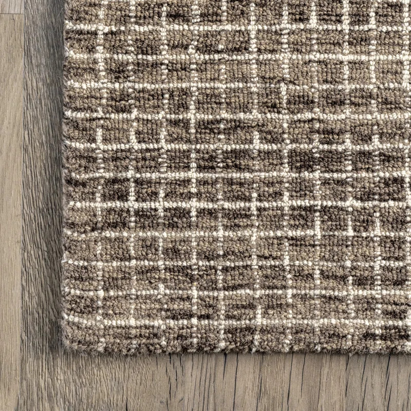 Arvin Olano x Rugs USA Melrose Checked Wool Brown Area Rug | Wayfair North America