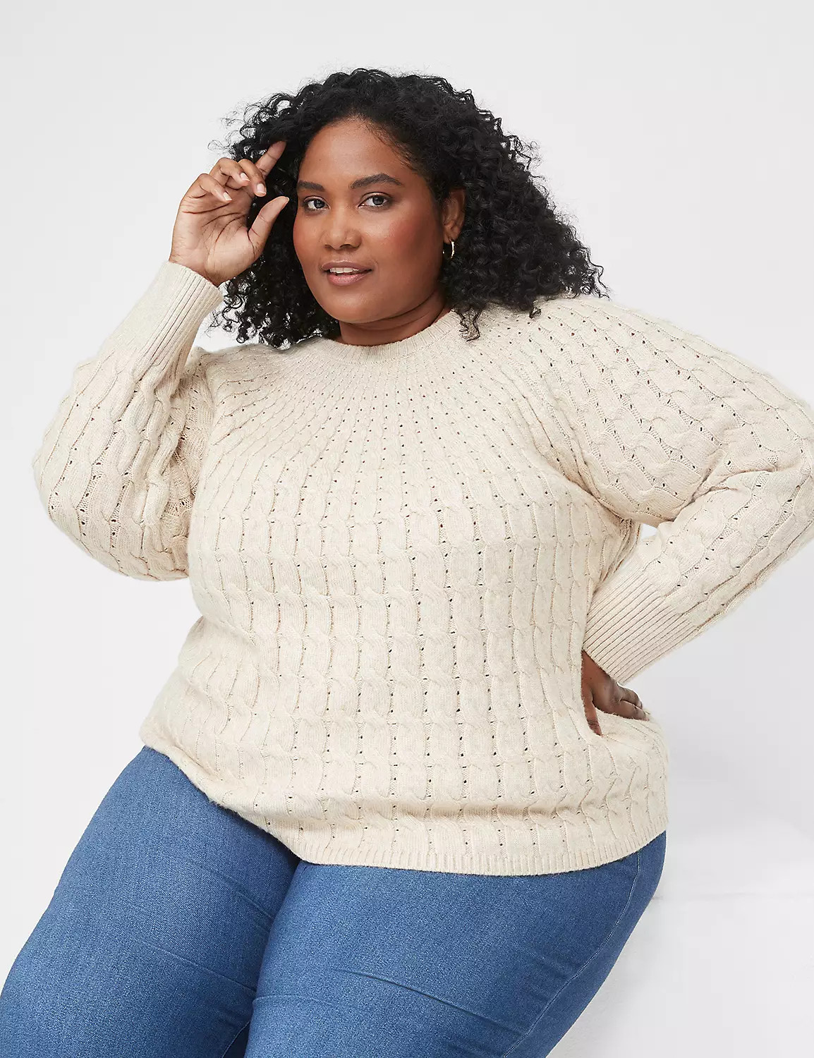 Round-Neck Cable Sweater | LaneBryant | Lane Bryant (US)