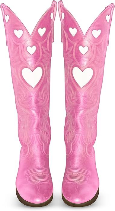 AOSPHIRAYLIAN Womens Mid Calf Boots Chunky Heel Cute Heart Cowgirl Cowboy Colorful Western Cospla... | Amazon (US)