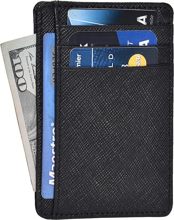 Leather Wallets for Women RFID Blocking Slim Small Designer Card Holder Wallet | Amazon (US)