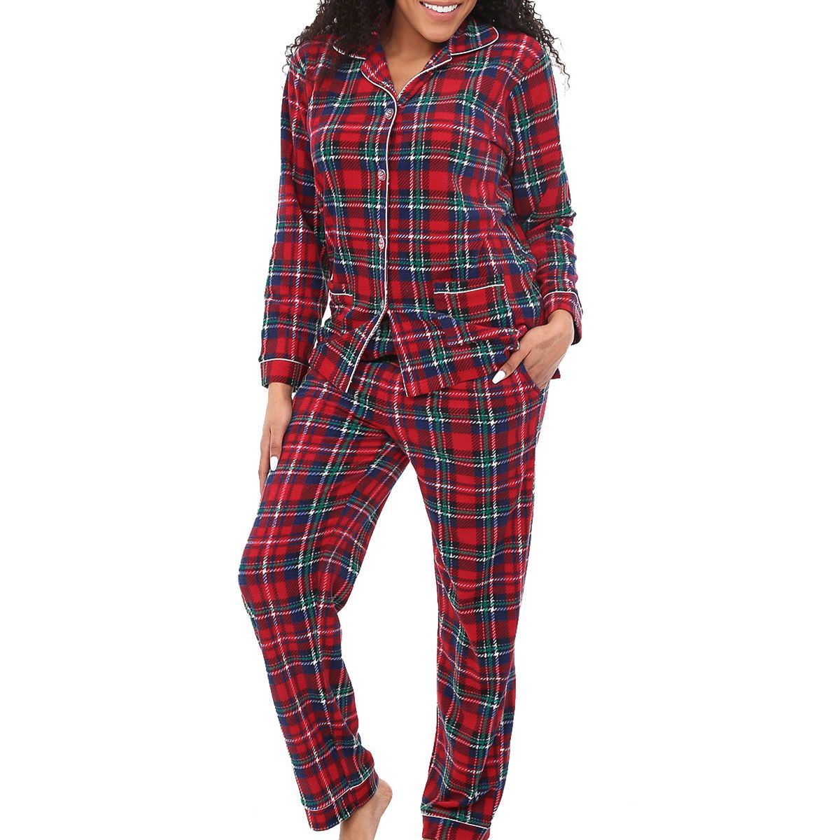 Women's Soft Warm Fleece Pajamas Lounge Set, Long Sleeve Top and Pants, PJ | Target
