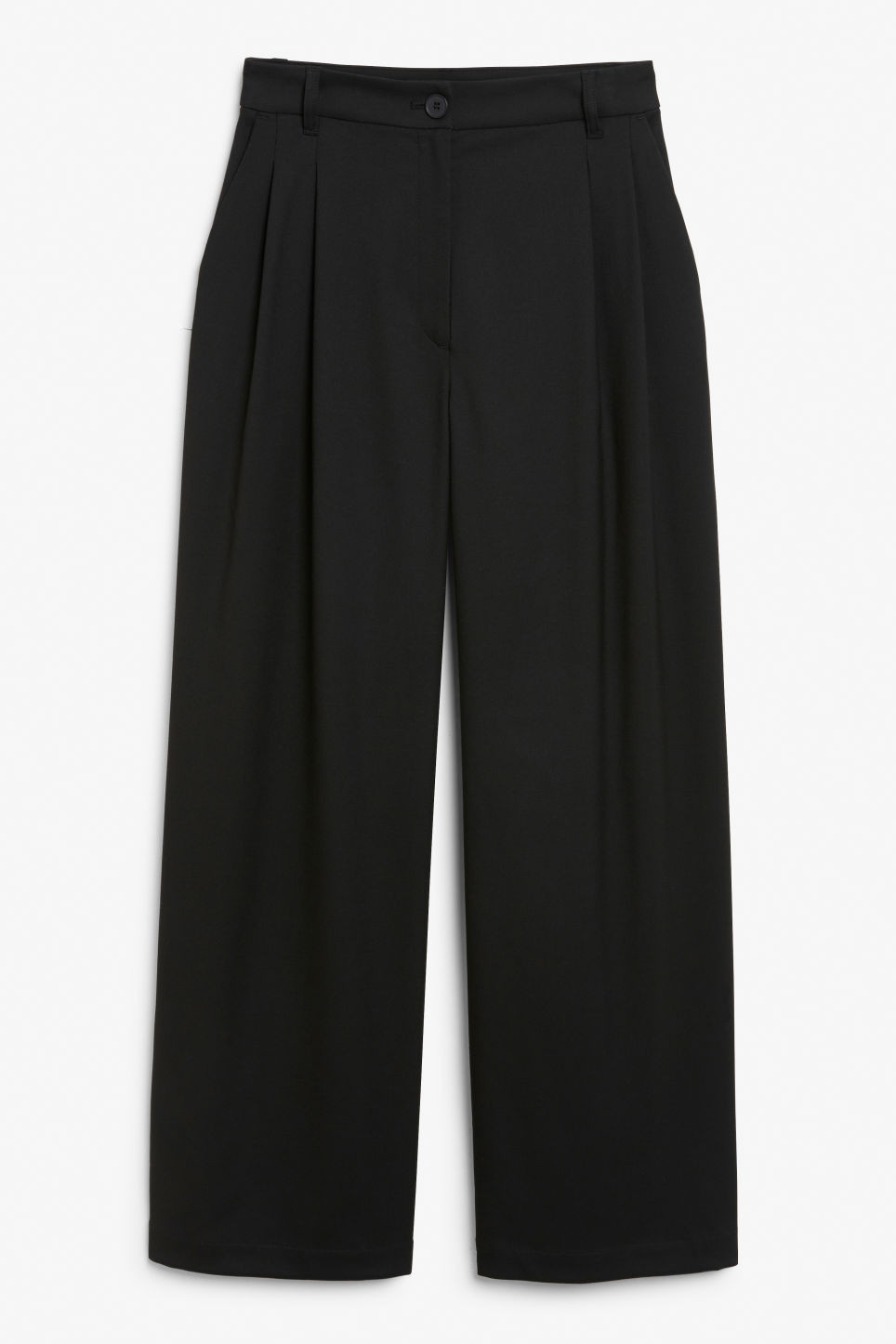 Wide leg pleated trousers - Black | Monki