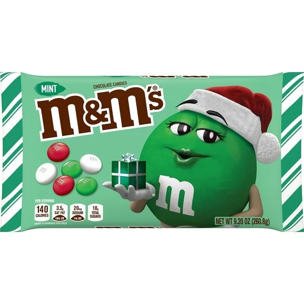M&M'S, Holiday Mint Chocolate Candy Bag, 9.2 Oz | Walmart (US)