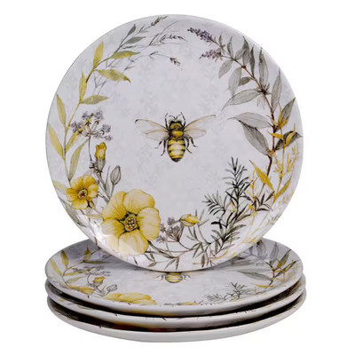 Bee Sweet 4-Piece Seasonal Multicolored Earthenware 10.75 In. Dinner Plate Set ( | eBay US