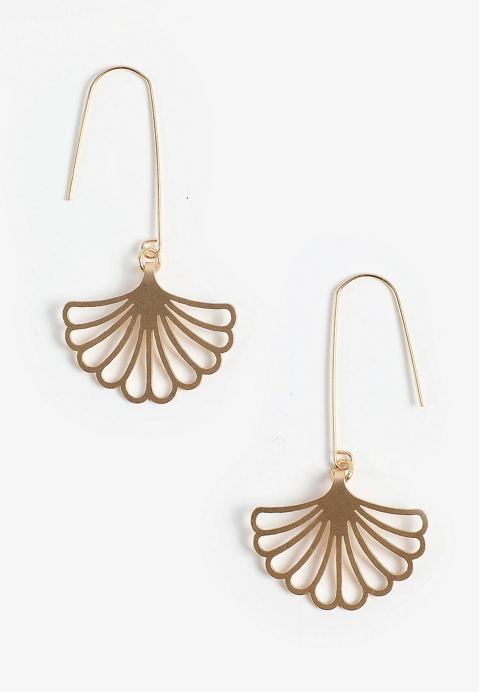 Matte Gold Cutout Fan Drop Earrings | Maurices