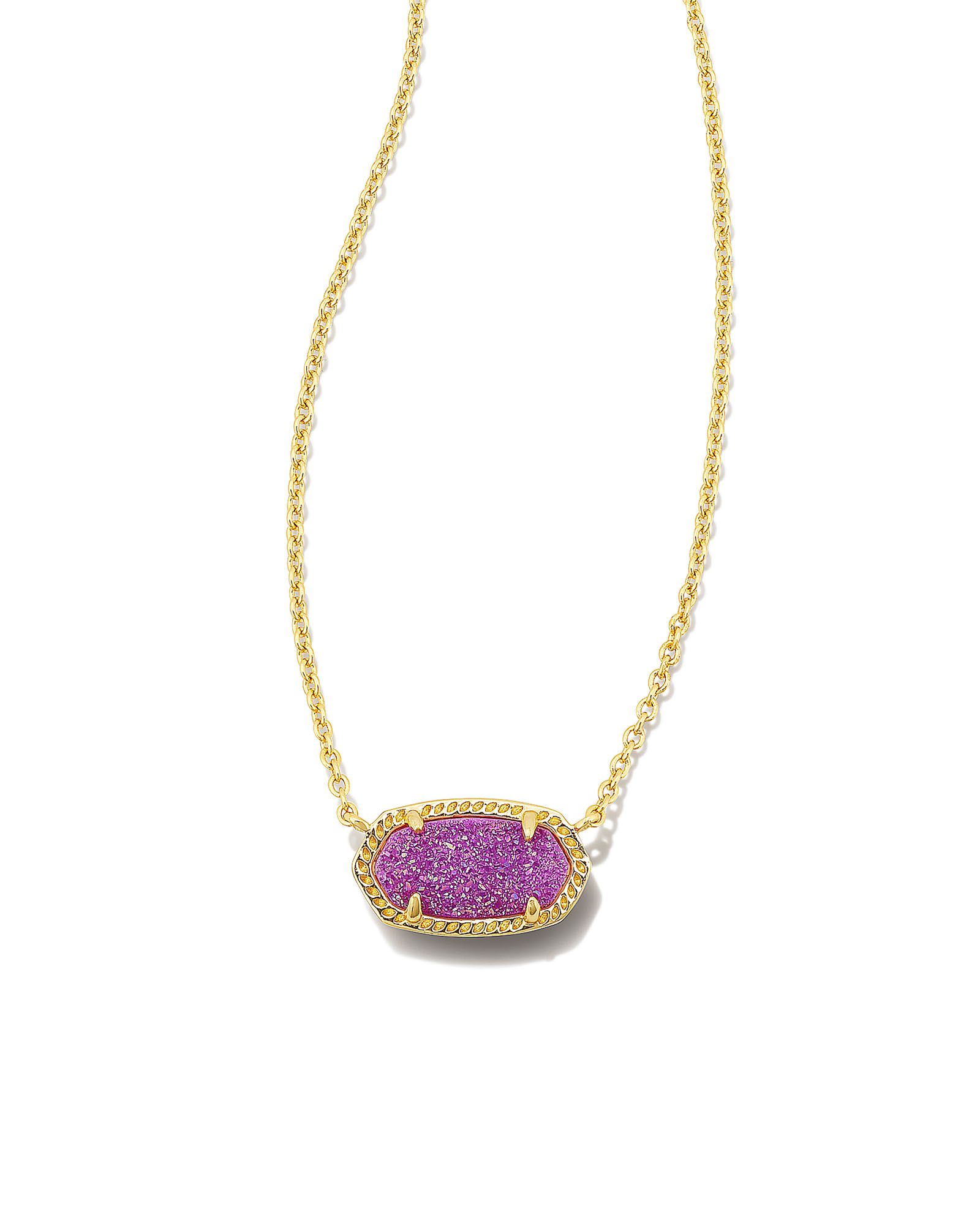 Elisa Gold Pendant Necklace in Mulberry Drusy | Kendra Scott