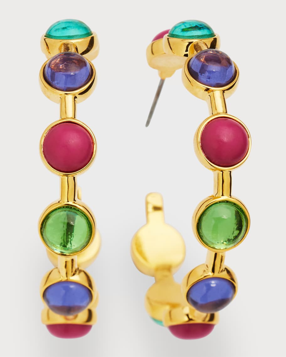 Lele Sadoughi Cabochon Hoop Earrings | Neiman Marcus