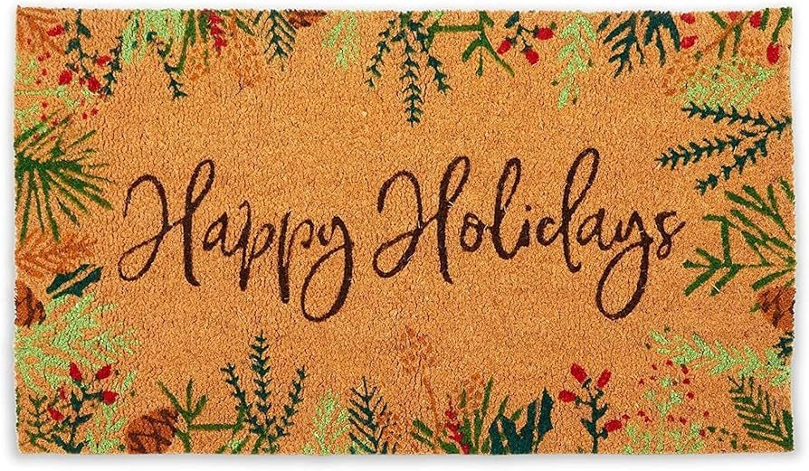 Okuna Outpost Happy Holidays Coco Coir Non Slip Christmas Doormat for-Outdoor-Entrance, Christmas... | Amazon (US)