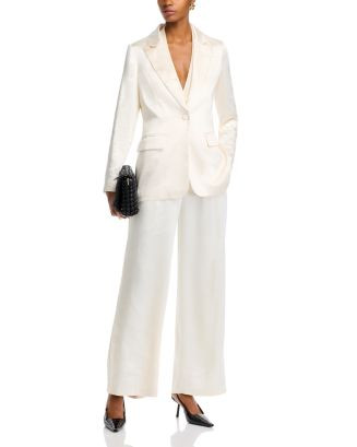 AQUA Satin Blazer & Satin Wide Leg Pants - Exclusive  | Bloomingdale's Women | Bloomingdale's (US)