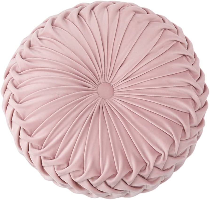 Baiyuruodie Round Velvet Pillow, Sofa Bed Bedroom Decorative Throw Pillow (38cm, Light Pink) | Amazon (US)