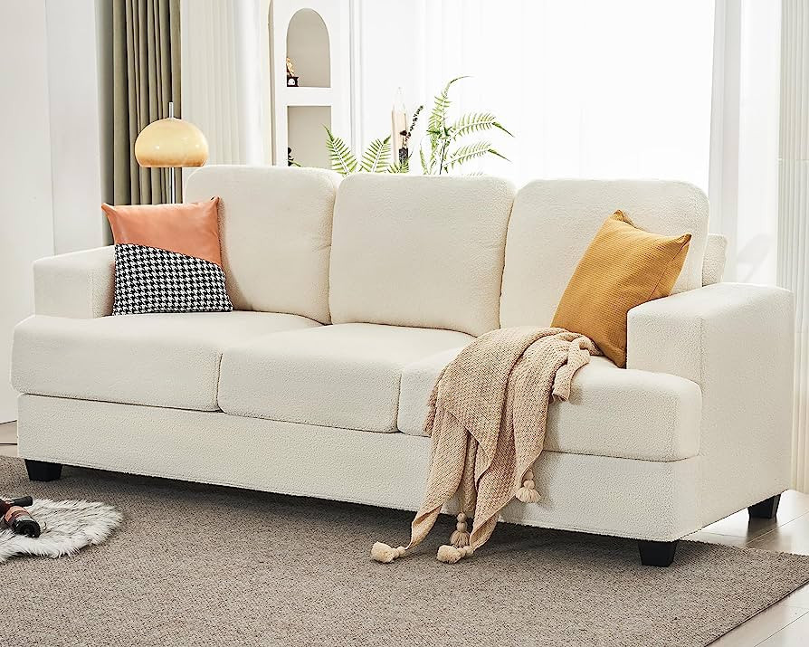 HOWE Couch, Comfy Sofa Couch with 24" Extra Deep Seats, Offwhite Modern Sofa- 3 Seater Sofa Couch... | Amazon (US)