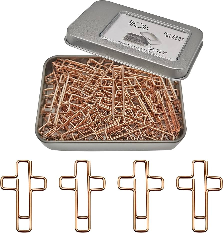 50 PCS Rose Gold Paper Clips Cross Shape, Bible Accessories, Christian Bookmark Gifts for Women Men Coworkers Teachers | Amazon (US)
