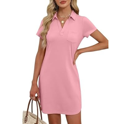 ANRABESS Womens T Shirt Dresses Summer 2026 Casual Short Sleeve V Neck Mini Shift… | Amazon (US)