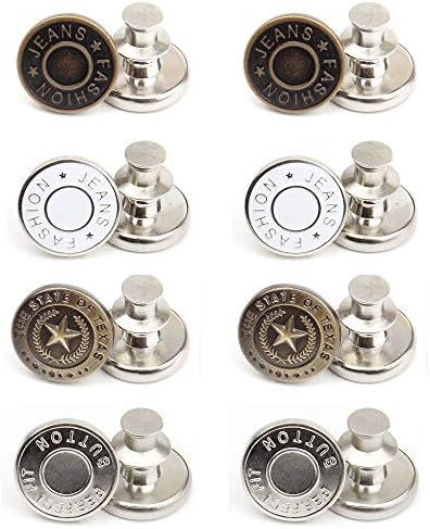 8 Sets 17mm Replacement Jean Buttons No Sew Instant Button Detachable Pants Button | Amazon (US)