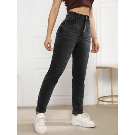 Dark Grey Women s High Waist Mom Fit Jeans 2022 M(6) L050D | Walmart (US)