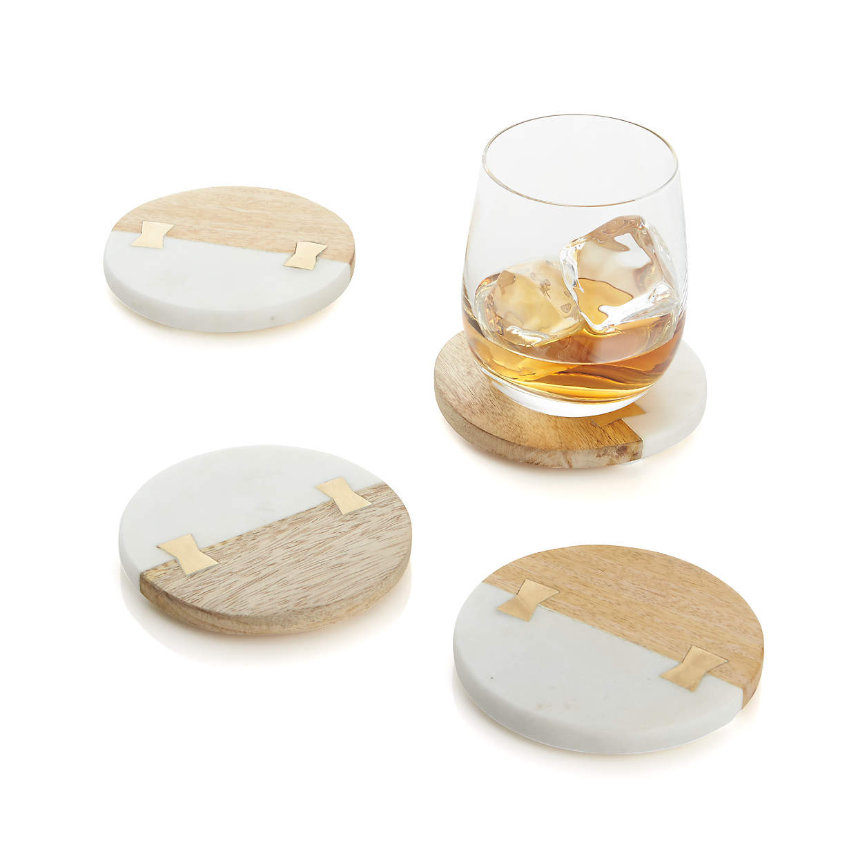 Wood and Marble Coasters, Set of 4 + Reviews | Crate & Barrel | Crate & Barrel