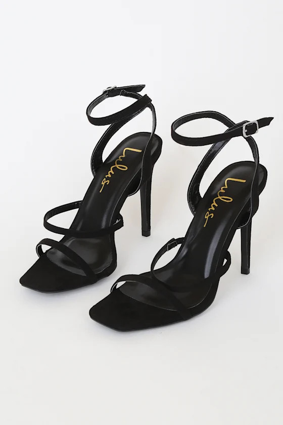Leticiya Black Suede Ankle-Strap High Heel Sandals | Lulus