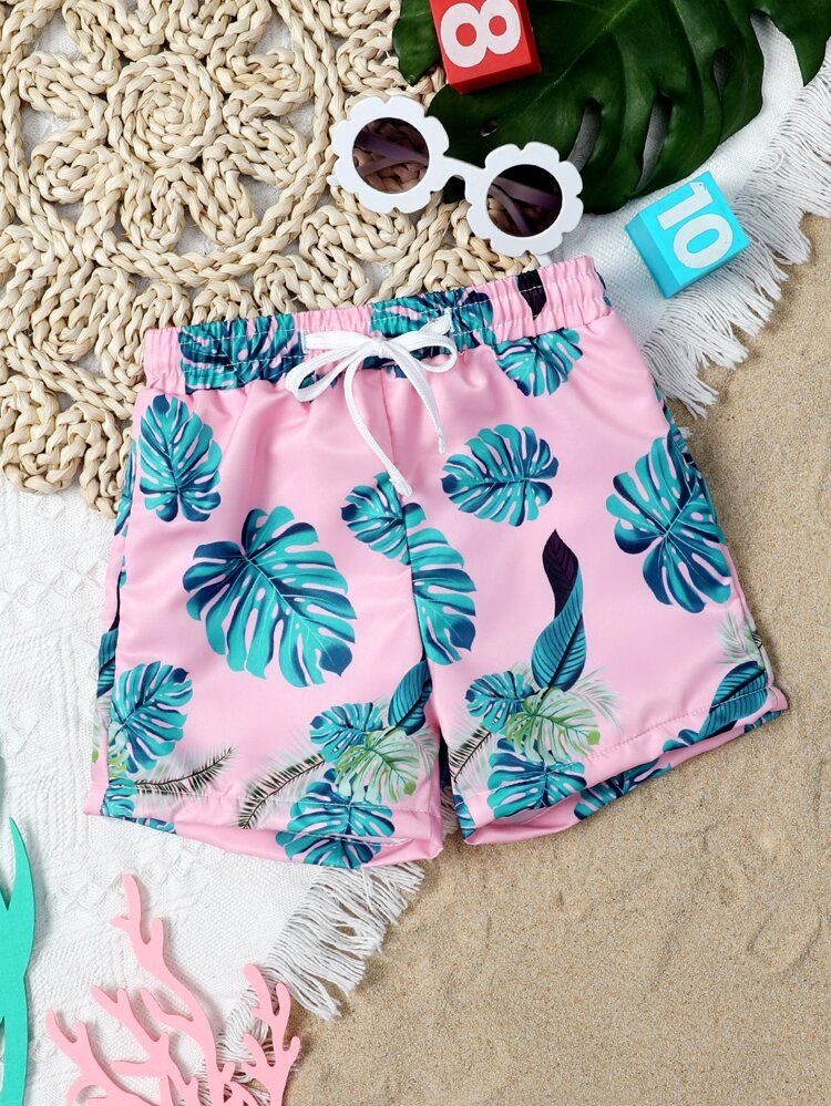 Baby Boy Plant Print Swim Shorts | SHEIN