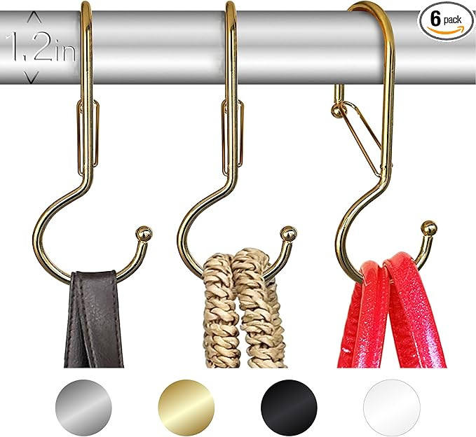 6 Purse Hanger for Closet. Tote Hanger. S-Shaped Hooks S Hooks Twist Design. Anti Drop S-Shaped H... | Amazon (US)