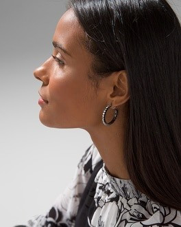 Hematite Crystal Hoop Earrings | White House Black Market