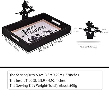 Krismax Halloween Serving Tray - Decorative Snack Trays with Handles Halloween Candy Serving Tray... | Amazon (US)