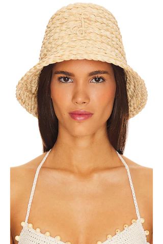 Ruslan Baginskiy Embellished Straw Bucket Hat in Natural Straw from Revolve.com | Revolve Clothing (Global)