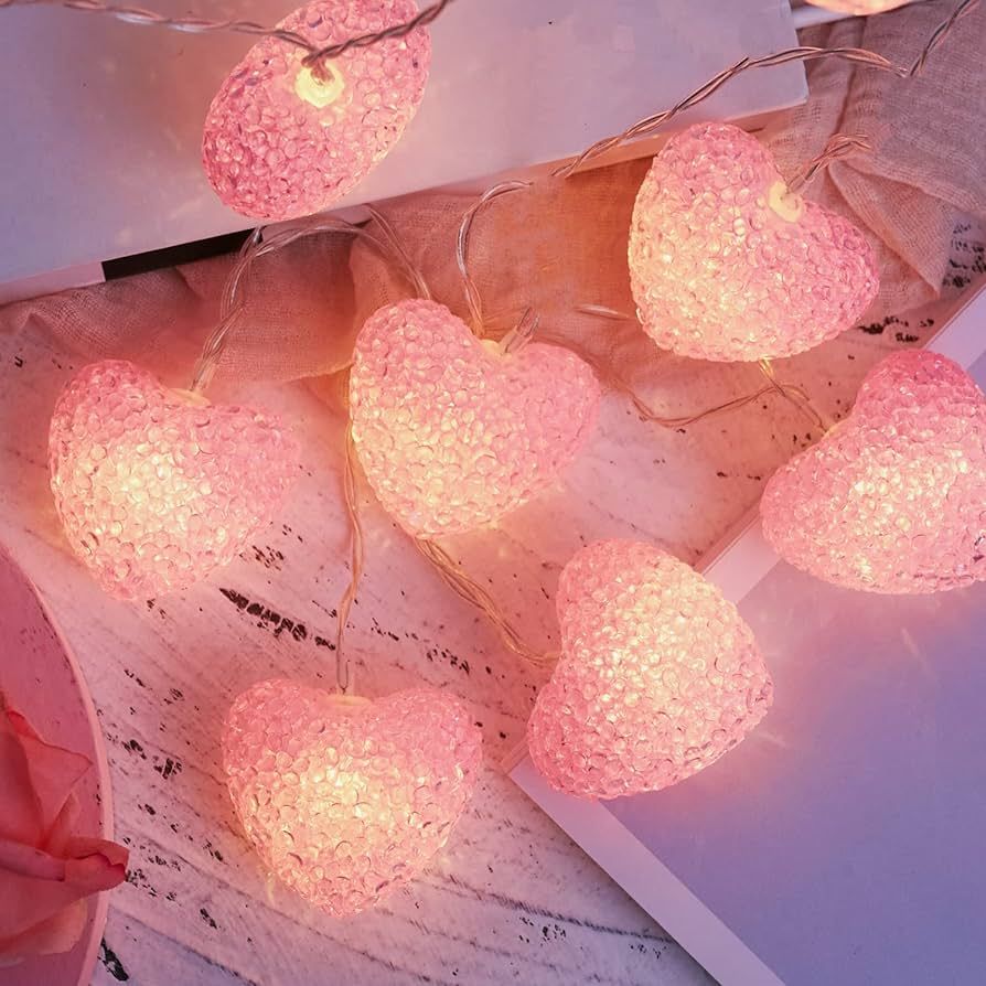 U.I STATION Large Heart String Lights for Valentines Day, Home Decorations Lights with Remote 5ft... | Amazon (US)