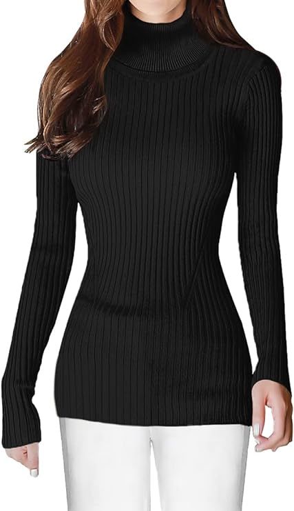 v28 Mock Neck Ribbed Sweaters for Women Cute Sexy Knitted Warm Fitted Fashion Pullover Sweater | Amazon (US)
